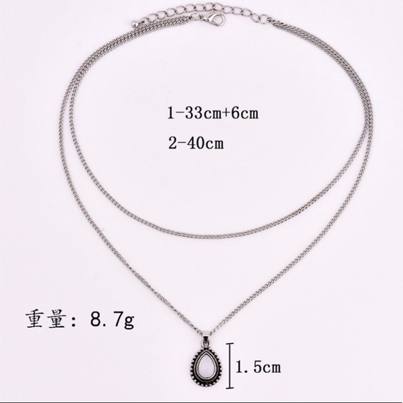 Gorgeous Double Horn Crescent Water Drop Necklace - Picture 6 of 8